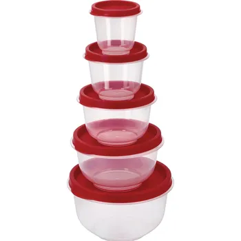 Dóza na potraviny SILVERCREST® Sada potravinových dóz, 5dílná (kulatá, červená)