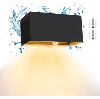 Nástěnné svítidlo LED SVÍTIDLO NA ZEĎ 20W S ČIDLEM POHYBU IP65 VODĚODOLNÉ ČERNÉ