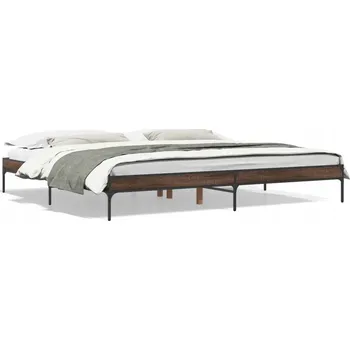 Postel Rám postele hnědý dub 203 x 203 x 30 cm, kovové nohy, překližka