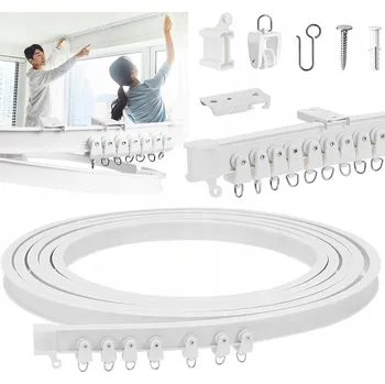 FLEXIBILNÍ LIŠTA NA ZÁCLONY DO STROPU, ZAHNUTÁ TYČ NA ZÁVĚSY GARNÝŽ