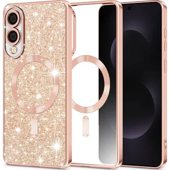 Pouzdro na mobilní telefon Techsuit - Luxusní třpytivý MagSafe - Samsung Galaxy S25 Edge - růžově zlatý