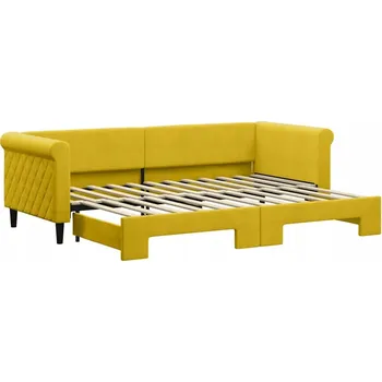 Pohovka Rozkládací lehátko-pohovka žlutá, samet, 229 x 90 x 68 cm, 2 v 1