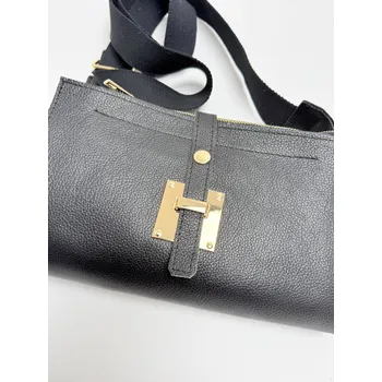 Kabelka Voga Móda Černá kožená crossbody PASSION Černá