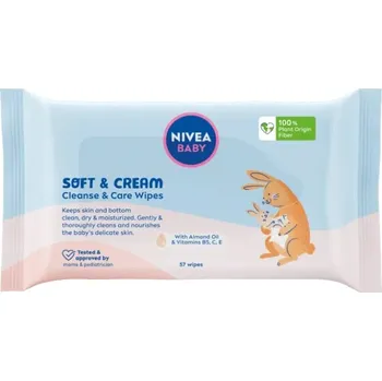 Dětský vlhčený ubrousek Nivea Baby Wipes (57ks/fol) Soft&Cream