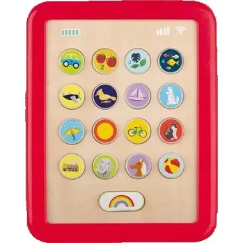 Dřevěná hračka DŘEVĚNÝ INTERAKTIVNÍ TABLET PRO DĚTI 19 cm x 15 cm NĚMECKÝ JAZYK!!