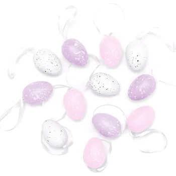 Velikonoční dekorace Velikonoční závěsná plastová vajíčka fialová 12 ks