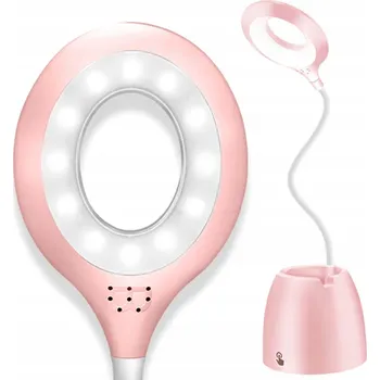 Lampička LED STOLNÍ LAMPA ŠKOLNÍ S ORGANIZÉREM NA PSACÍ POTŘEBY RŮŽOVÁ FLEXIBILNÍ