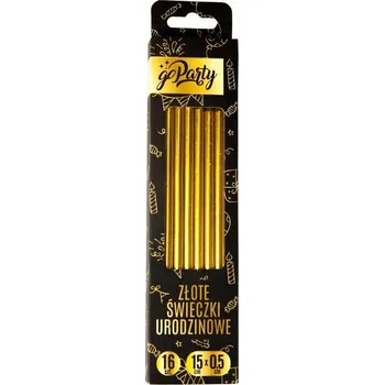 Dortová svíčka ZLATÉ NAROZENINOVÉ SVÍČKY 16 KUSŮ NA PÁRTY OSLAVU