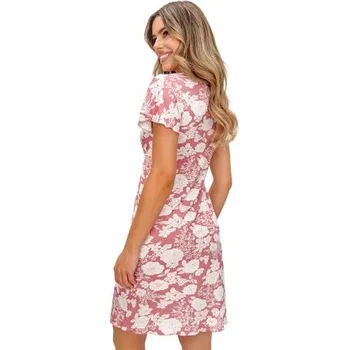 Dámská noční košile Noční košilka Donna Tina - viskóza Růžovo-bílá S(36)