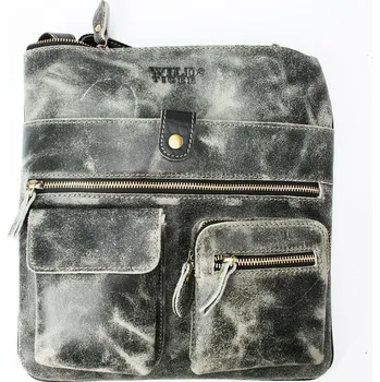 Univerzální kožená taška Wild postman, šedá