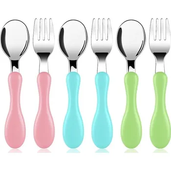 Set vidličky a lžičky pro miminko Vicloon, 6dílná vidlička pro miminka, vidlička z nerezové oceli,