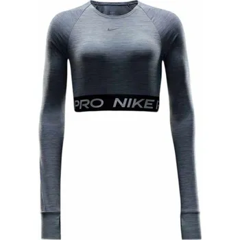 Dámské tričko Dámské kompresní tričko s dlouhým rukávem Nike PRO DF 365 CROP LS W šedé FV5484-084 - XXS | UK 7 | US 9,5