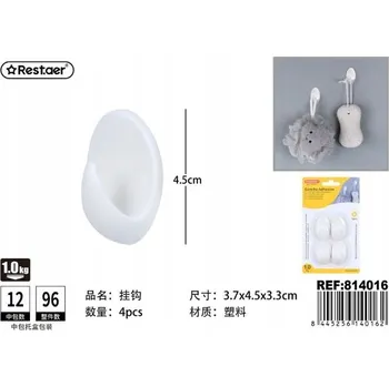 Věšák Samolepicí háčky 4 ks, ideální do koupelny a kuchyně