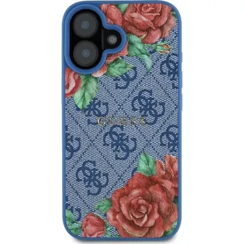 Pouzdro na mobilní telefon Guess - Pevné pouzdro 4G Flower Print MagSafe (GUHMP16SP4ROPEMCB) - iPhone 16 - modré