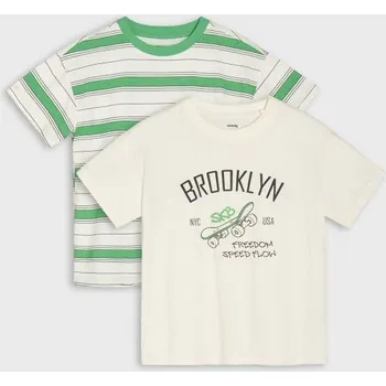 Dětská móda Sinsay - Bavlněné tričko 2 pack - krémová - 284BT-01X - 284BT-01X-140