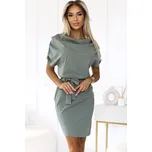 Numoco ROXI šaty s asymetrickou sukní a páskem - olivová barva