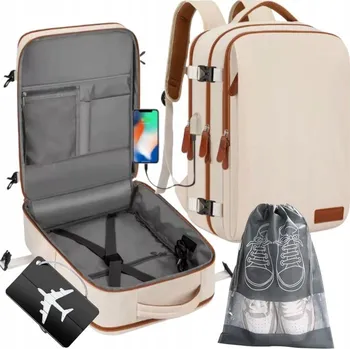 Batoh Příruční zavazadlo pro letadlo 40x27x20 RYANAIR WIZZAIR USB na boty