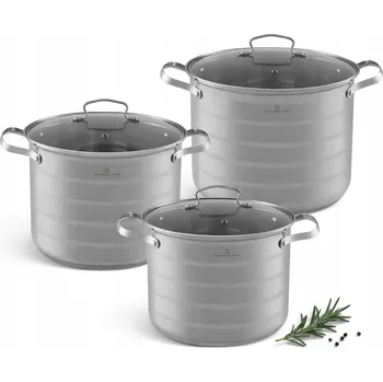 Hrnec Sada 3 hrnců z nerezové oceli 6,8 l, 8,5 l, 10,6 l na indukci