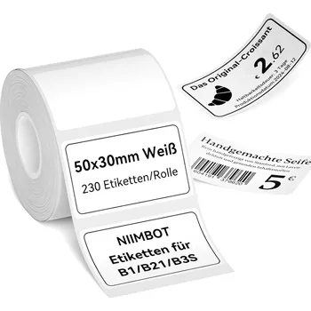 Samolepící etiketa Niimbot náhradní samolepící štítky pro tiskárny B21, B21S, B1, B3S 50x30mm (230ks/role) / Hranatý / 1ks role