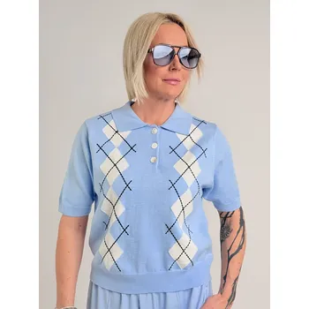 Dámský svetr Voga Móda Modrý polo svetr BLUE Světle modrá, UNI S-XL