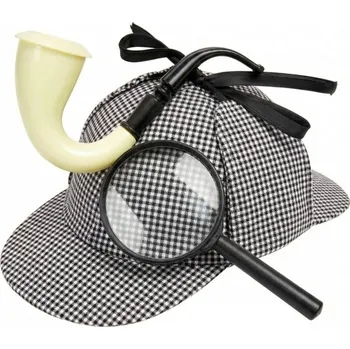 Karnevalový doplněk Sada detektiv - lupa, čepice a dýmka