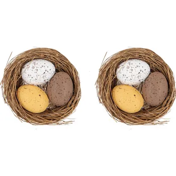 Velikonoční dekorace Velikonoční dekorace vajíčka v hnízdečku hnědá 2 ks