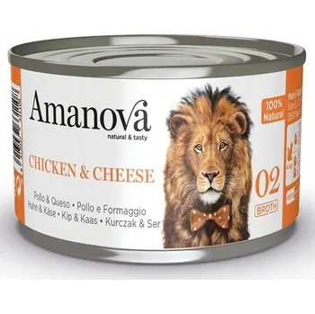 Krmivo pro kočku Amanova Cat Chicken & Cheese - Kuře a sýr ve vývaru, konzerva 70g [02]