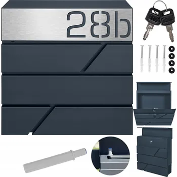 Poštovní schránka Poštovní schránka euroschránka, s vhozem, se schránkou na noviny M-TEC šedá