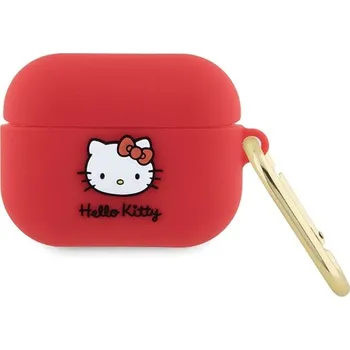 Příslušenství pro sluchátka Hello Kitty - Silikonová 3D hlava kočičky (HKAP3DKHSF) - pro Apple AirPods Pro 1 - Červená