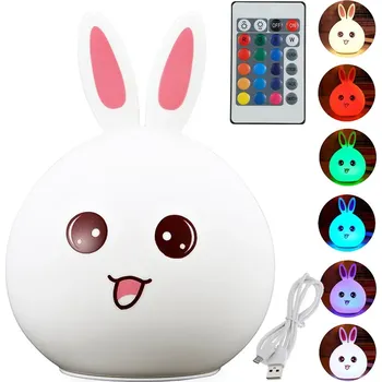 Noční světlo Verk Group Dětské led noční světlo králík dálkové ovládání rgb usb