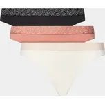 Dámská tanga 3Pack UW0UW05185 0VT ecru/černé/růžové - Tommy