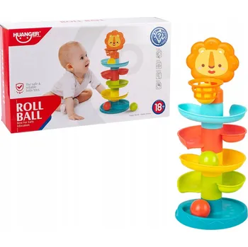 Hračka pro nejmenší Kuličková dráha Věž se skluzavkami a míčky Lev 42 cm