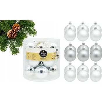 Vánoční dekorace VÁNOČNÍ BAŇKY skleněné stříbrné 15KS PERLEŤOVÉ matné 6CM