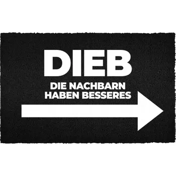 Rohožka Černá kokosová rohožka ke dveřím - Zloději k sousedům Dárek