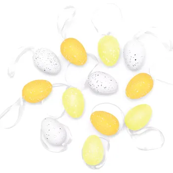 Velikonoční dekorace Velikonoční závěsná plastová vajíčka žlutá 12 ks