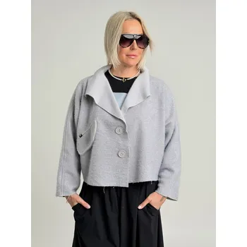 Dámský kabát Miss City Official Světle šedý kabátek HELIUM Šedá, UNI S-XL