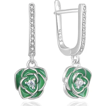 Náušnice MOISS stříbrné náušnice KVĚTINA SMALT