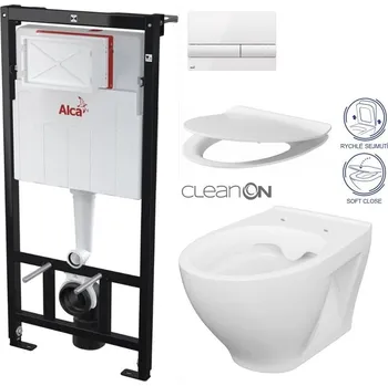 WC sada ALCA Sádromodul - předstěnový instalační systém s bílým tlačítkem M1710 + WC CERSANIT CLEANON MODUO + SEDÁTKO AM101/1120 M1710 MO1