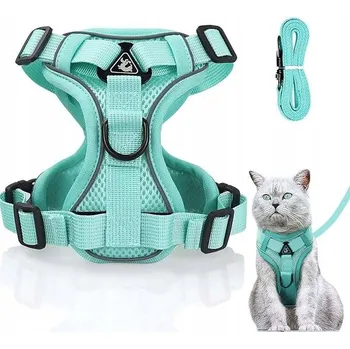 Postroj pro psa Postroj pro kočky je pohodlný a prodyšný pro procházky, barva mátově zelená S