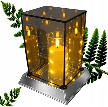 Svíčka Hřbitovní Svíčka Zrcadlová Premium Skleněná Černá Obdélníková Stříbrná 17x17x23cm RT25118