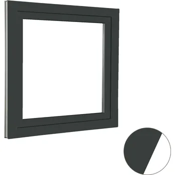 Okno ALUPLAST TEST1 Plastové okno jednokřídlo antracit/bílé 100x100 Otvírání: Levé, Zasklení: Dvojsklo Ug= 1,1