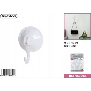 Věšák Rest.aer - Bílý sací háček 4,3 cm