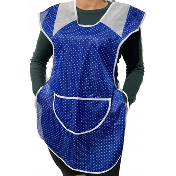 Kuchyňská zástěra STYLOVÁ NYLONOVÁ ZÁSTĚRA DÁMSKÁ MODRÁ NA ZAVAZOVÁNÍ M-023 VEL. 54