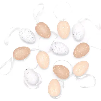 Velikonoční dekorace Velikonoční závěsné dekorace vajíčka hnědé 12 ks