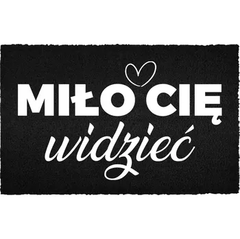 Rohožka KOKOSOVÁ VSTUPNÍ ROHOŽKA 40X60 ČERNÁ - STYLOVÁ DEKORACE DO DOMU S POTISKEM