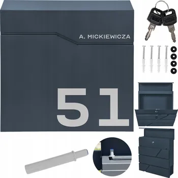 Poštovní schránka Šedá poštovní schránka M-TEC Poštovní schránka a držákem na noviny