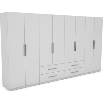 Šatní skříň Skříň skříň eMeblast otočnými dveřmi 400 x 220 x 57 cm bílá se zrcadlem