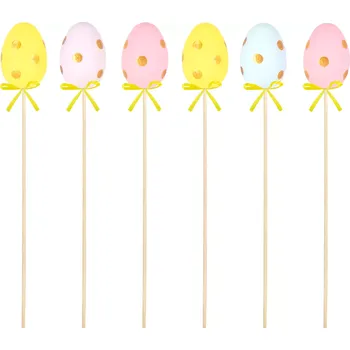 Velikonoční dekorace Velikonoční dekorace vajíčka na zápich zlaté puntíky 6 ks