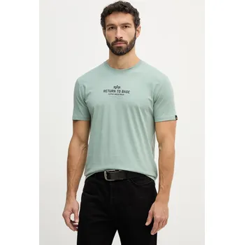Pánské tričko Bavlněné tričko Alpha Industries Return To Base 266506 zelená 07X, vel. XXL