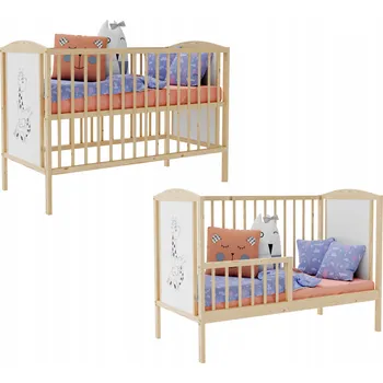 Dřevěná postýlka Miminko BAJKA BOROVICE S BOČNICÍ 60 x 120 cm hnědá